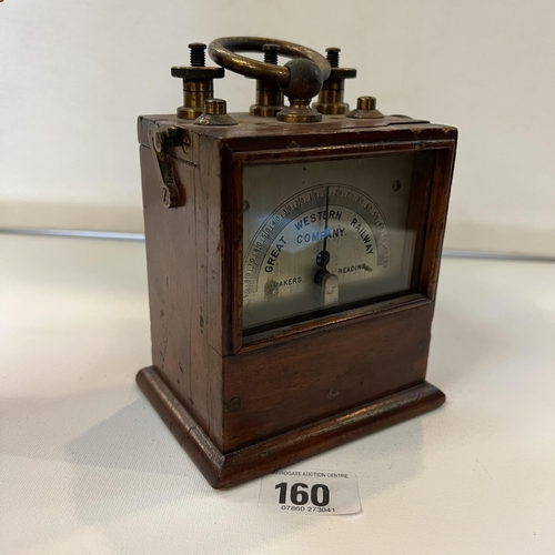 160 - Great Western Railway Victorian Volt Gauge in Mahogany Case