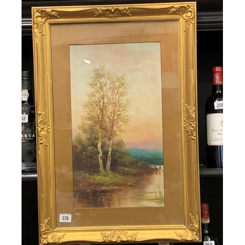 378 - Gilt framed print depicting woodland water scene