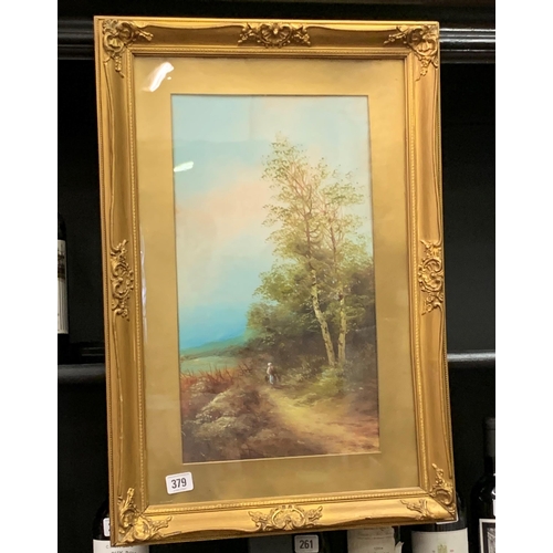 379 - Gilt framed print depicting woodland water scene