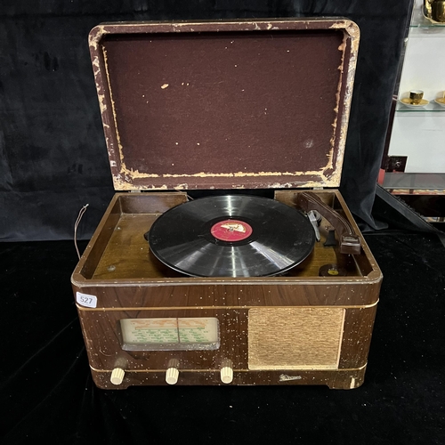 527 - 1930s G Marconi radio gramophone with Bakelite fittings