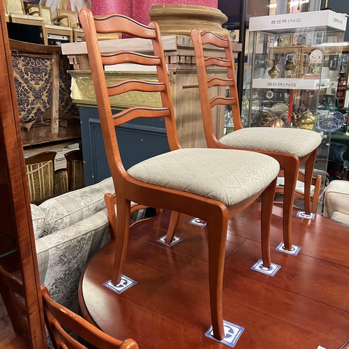 6 - White&Newton single pedestal extending dining table with six matching ladder back diners