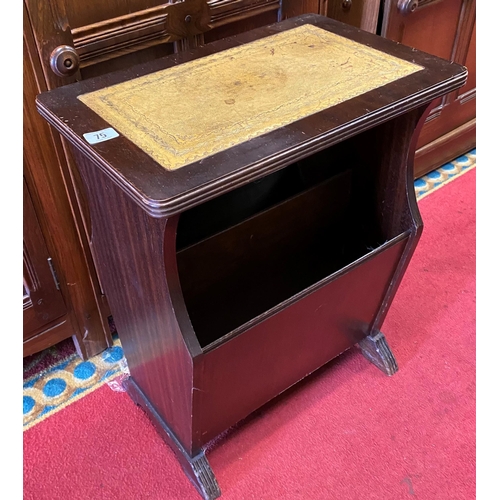 75 - Oak leather top magazine rack table