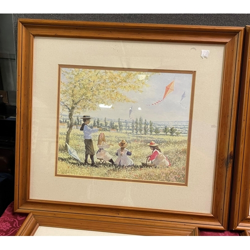 100 - A series of pictures depicting 20th century summer activity’s signed by artist