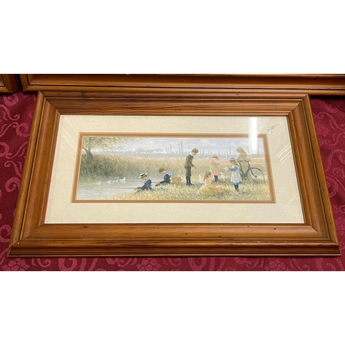 100 - A series of pictures depicting 20th century summer activity’s signed by artist