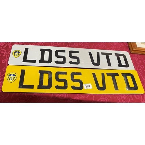 102 - Leeds United Registration Plate - LD55 VTD 
(LD55 UTD) 
We have the retention documents - cherished ... 