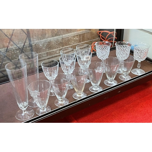 127 - Selection of crystal glass drinking vessels