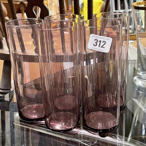 312 - Set of five purple glasses