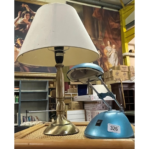 326 - Two table lamps - one brass