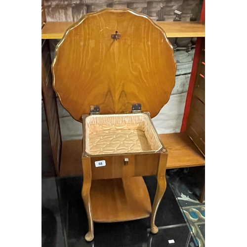 48 - Teak sewing table with flip top