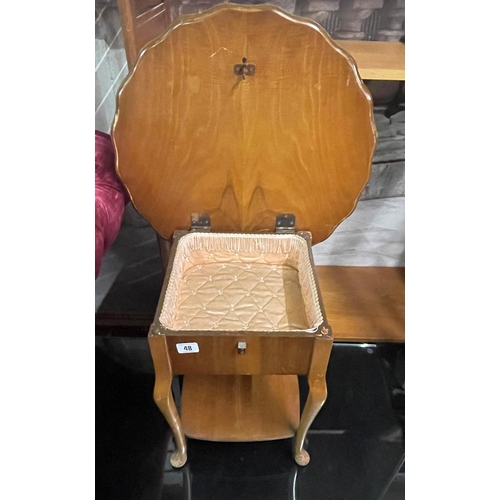 48 - Teak sewing table with flip top