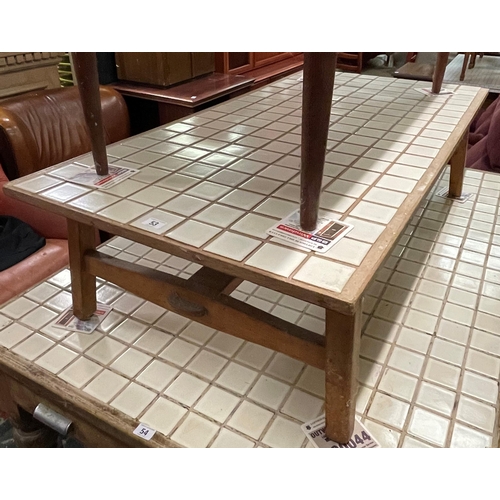 53 - Teak tile top coffee table