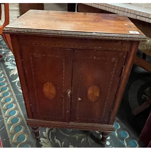 58 - Edwardian mahogany pot cupboard with cross banding inlay