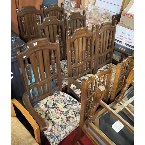 83 - Six mahogany dining chairs and two matching carver chairs