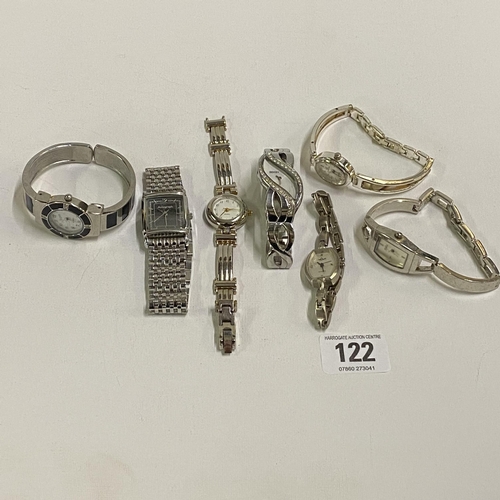 122 - 7 silver tone ladies cocktail watches - All working
