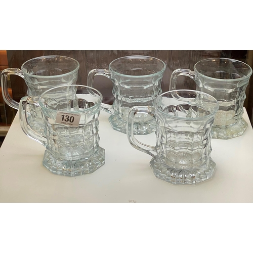 130 - Selection of cut glass beer mugs