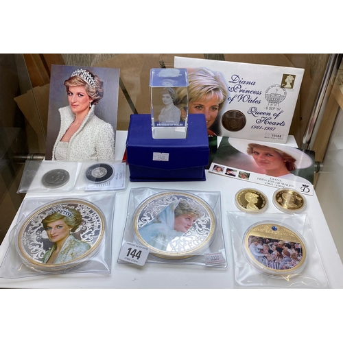 144 - Large selection of Princess Diana memorial coins complete with certificates and postcards
