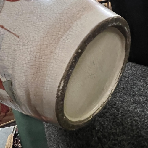 167 - Tall Antique Oriental Samurai satsuma vase 17” tall