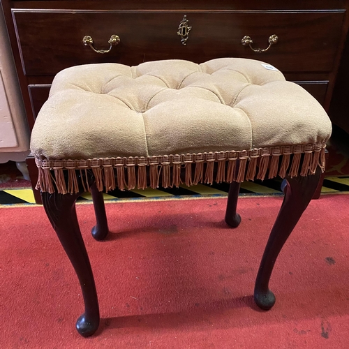 27 - Studded dressing table stool on Queen Anne legs