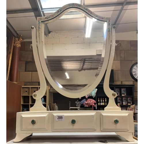 289 - Vintage three drawer dressing table mirror in form of shield