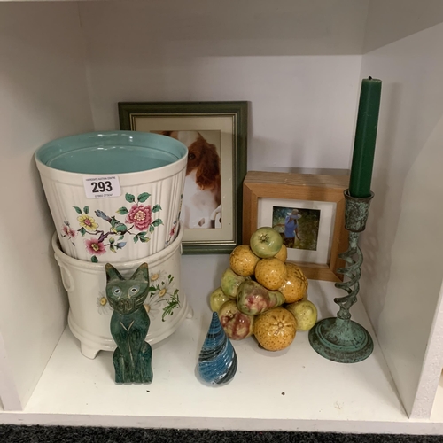 293 - Miscellaneous including jardinières, pictures, candles, figures etc….