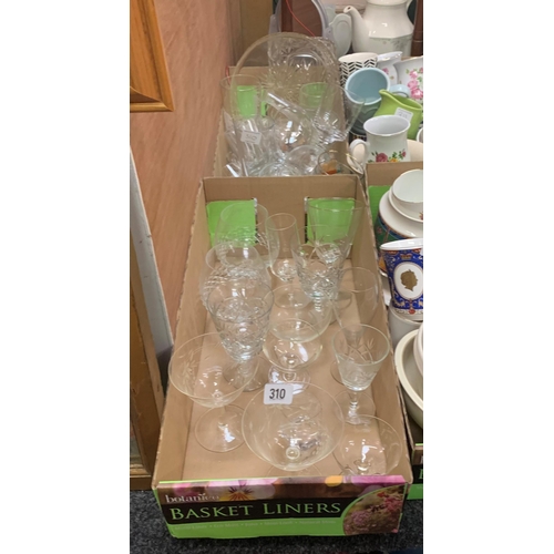 310 - Two boxes of crystal glassware