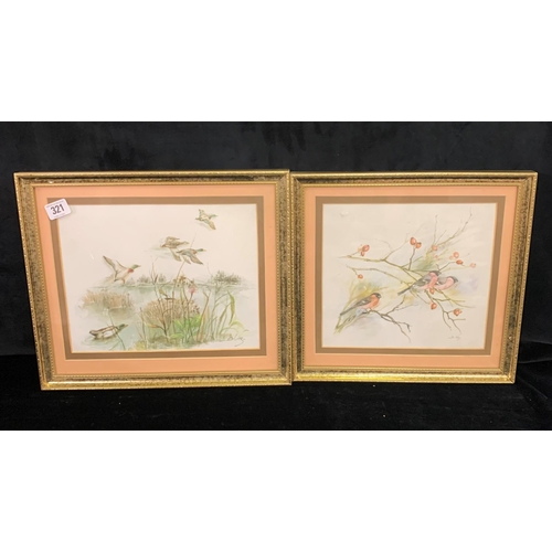 321 - Two gilt framed prints signed B. Voz