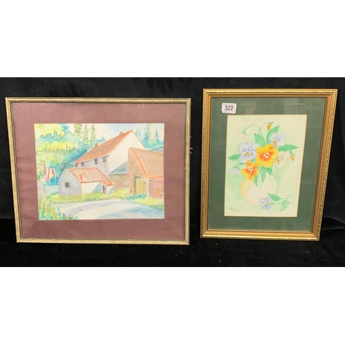 322 - Still life and framed water colour - signed by artist