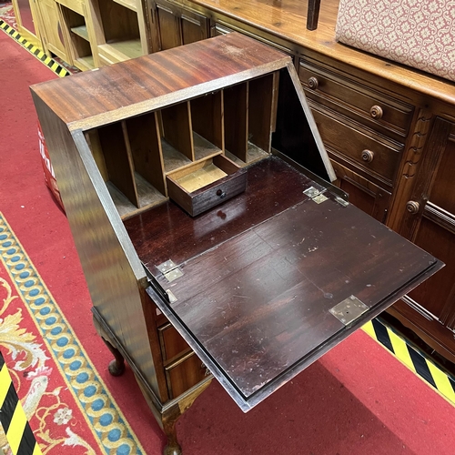4 - Edwardian Style Bureau In Mahogany with Oak Queen Anne legs