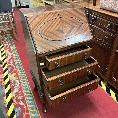 4 - Edwardian Style Bureau In Mahogany with Oak Queen Anne legs