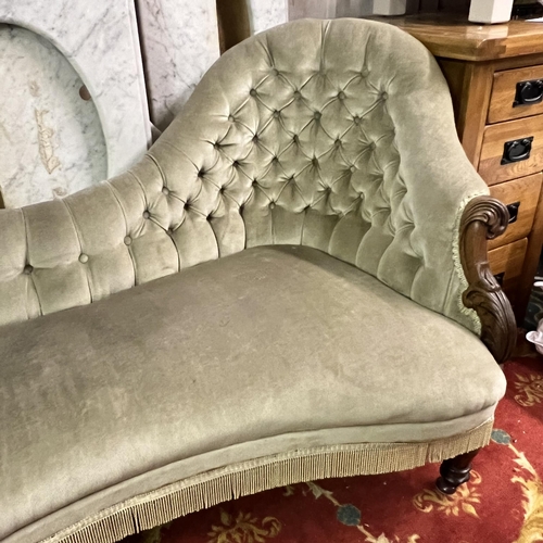 8 - Victorian Rosewood Double ended Chaise Longue 65”. 32”