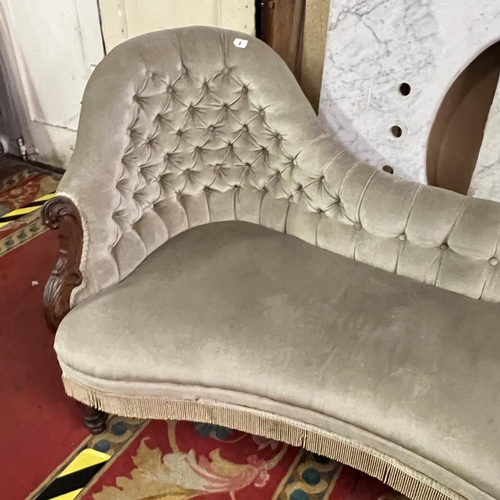 8 - Victorian Rosewood Double ended Chaise Longue 65”. 32”