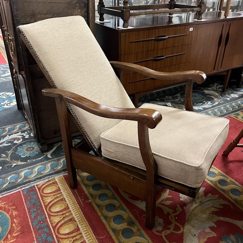 1 - 1920’s solid oak reclining studded armchair