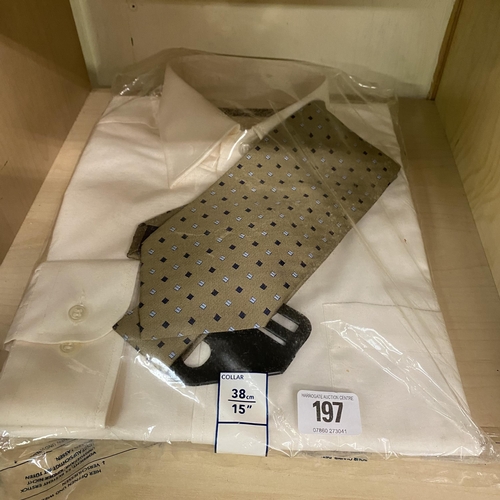 197 - Brand new M & S shirt and tie set 15” collar