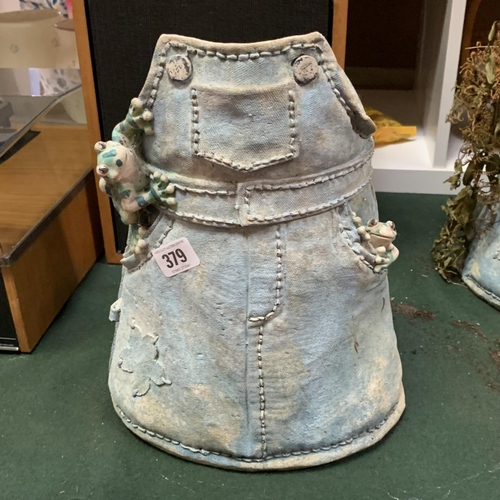 379 - Denim style dungaree plant pot