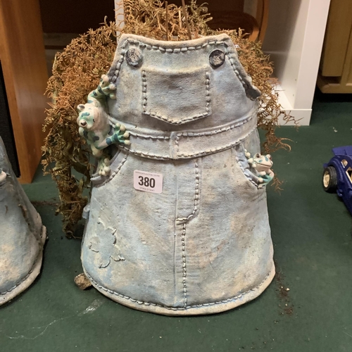 380 - Denim style dungaree plant pot