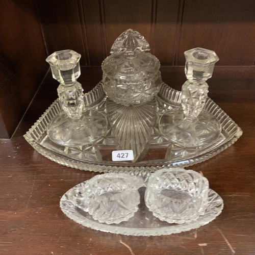 427 - Vintage trinket set and crystal cruet