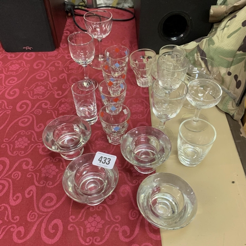 433 - Shot glasses and candle holders