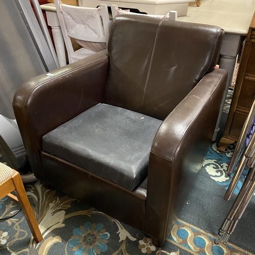 78 - Brown leather armchair