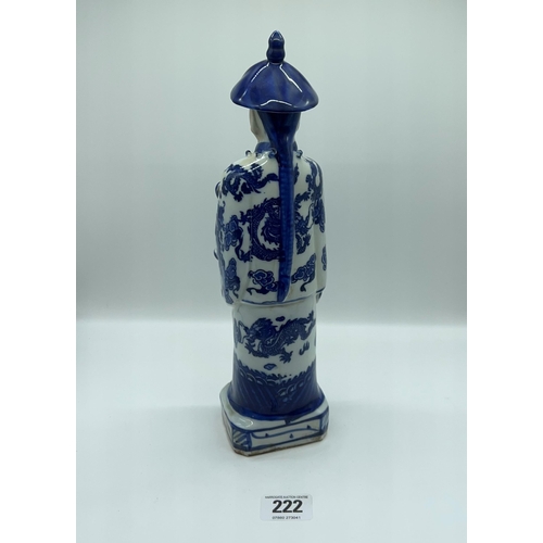 222 - Blue and White oriental figure