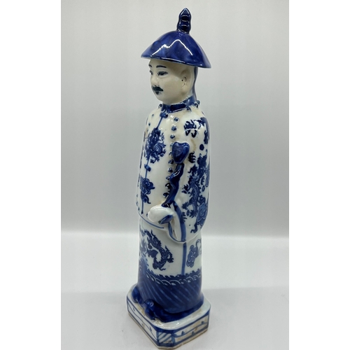 222 - Blue and White oriental figure