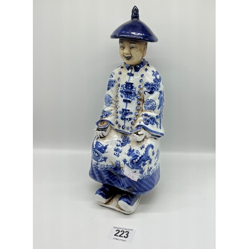 223 - Blue and White oriental figure