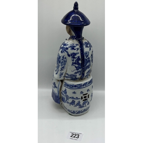 223 - Blue and White oriental figure