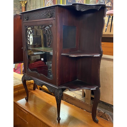 72 - Victorian mahogany empire cabinet with fret work glazed door