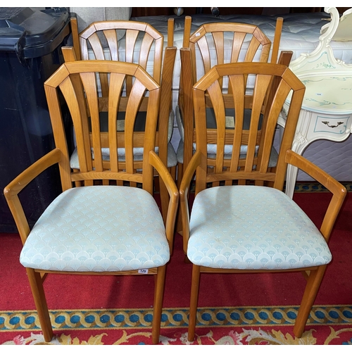 129 - SET OF GOLDEN OAK DINING CHAIRS AND TWO CARVERS