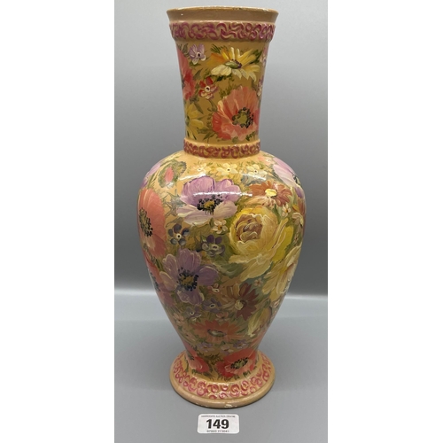 149 - VINTAGE HAND PAINTED DECOUPAGE VASE