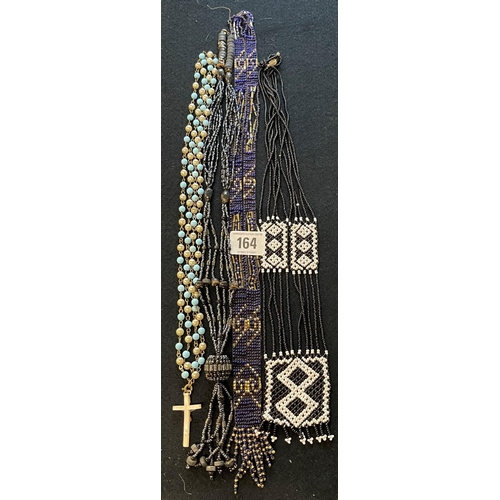 164 - BEADED NECKLACES AND A CRUCIFIX