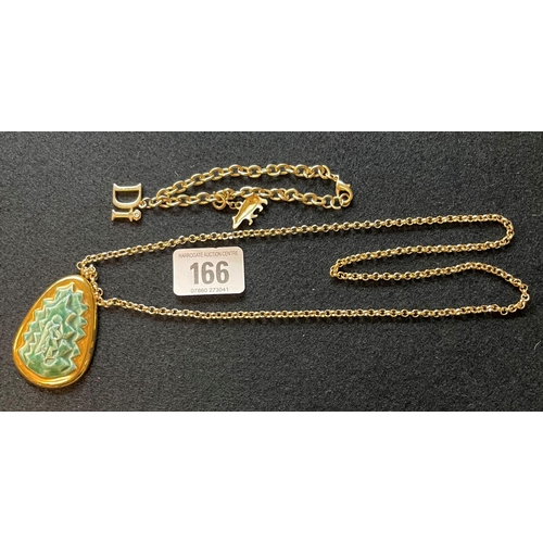 166 - GOLD TONE PENDANT AND BRACELET