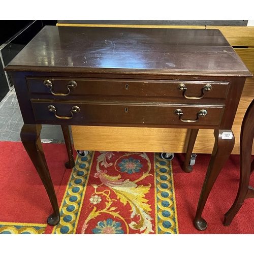 187 - MAHOGANY CUTLERY CHEST ON QUEEN ANNE LEGS