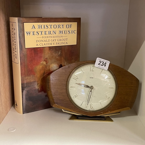 234 - 1950s METAMEC MANTLE CLOCK AND A BOOK OF MUSIC