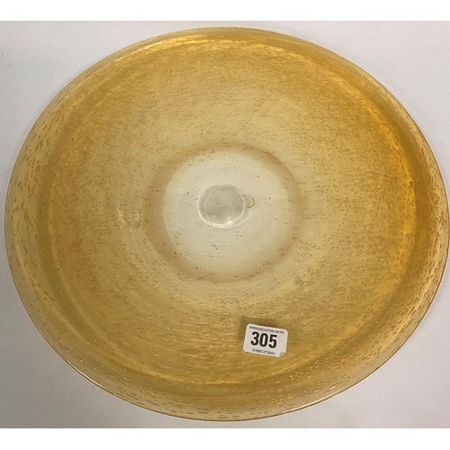 305 - VINTAGE AMBER BOBBLE GLASS DISH